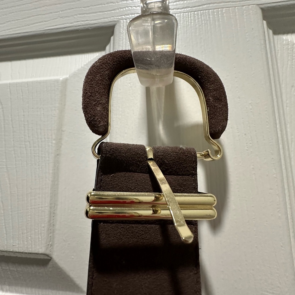 Gold Buckle Brown Suede Women's Belt
